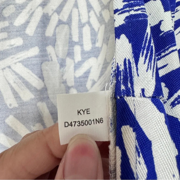 DVF Kye Paint Stroke Silk Jersey Knit Wrap Dress Blue Wrap Dress Small Sz 10 Tag - Picture 12 of 12